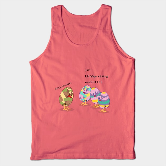 Colorful partially hatched chicks / hard boiled eggs - Easter. Tank Top by Farm Chick Chux